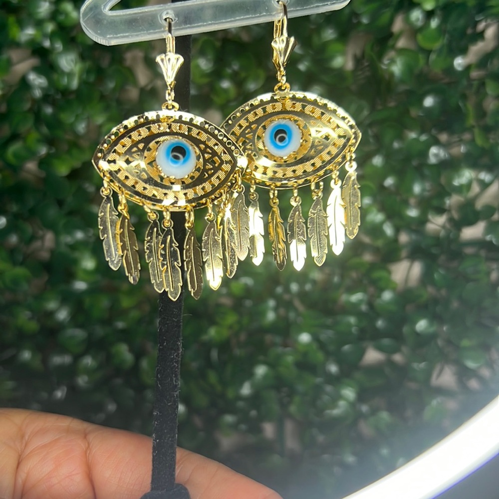 Gold plated evil eye earrings